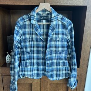Armani Jeans Checkered Blue Blazer